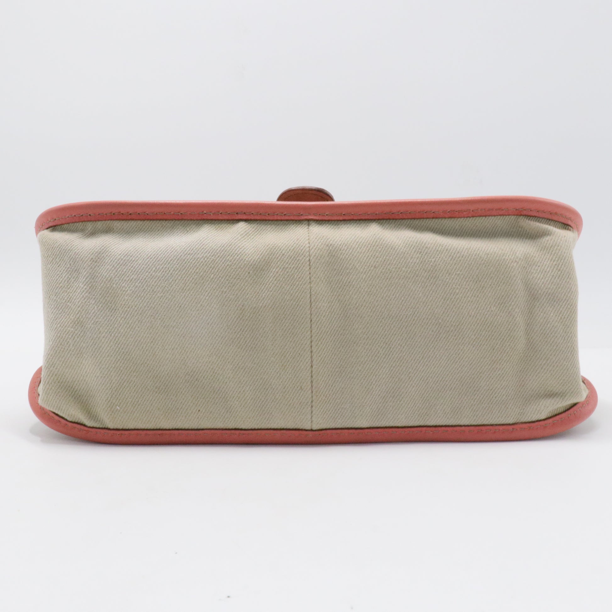 Leather Trim Canvas Handle Bag