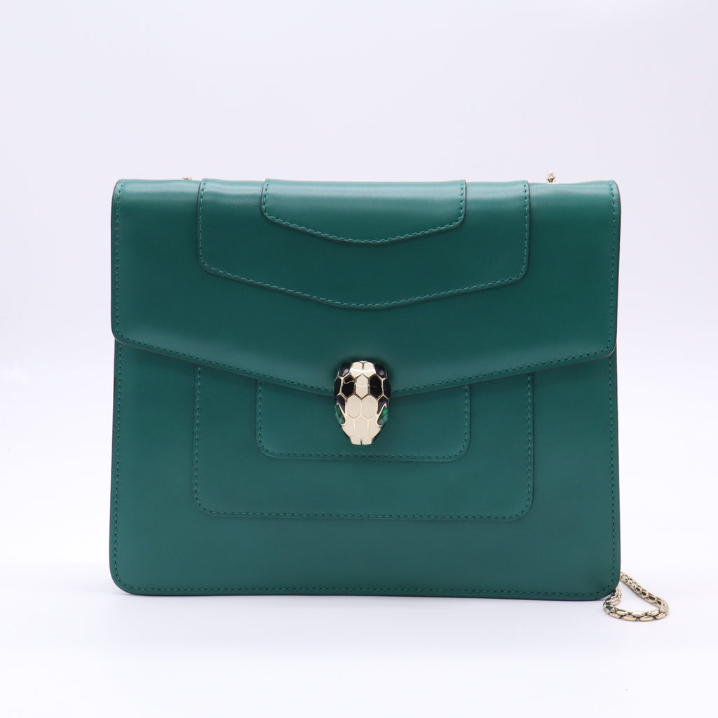 Emerald Green Leather Medium Serpenti Forever Shoulder Bag B23457