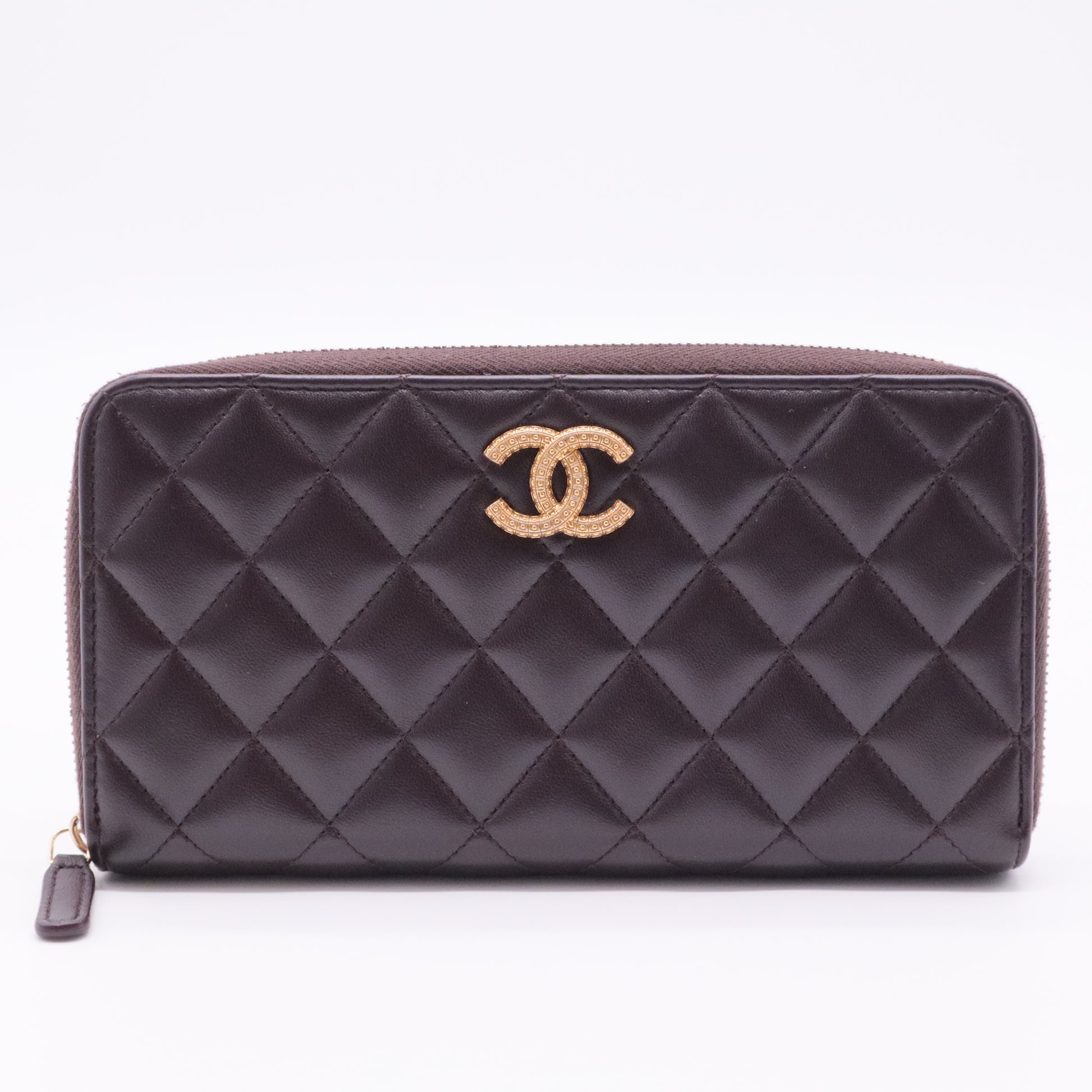 Zip Around Wallet Quilted Lambskin Long
