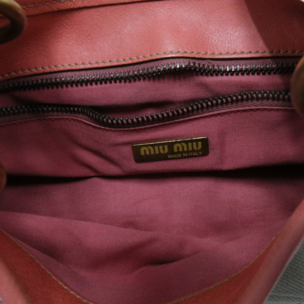 Leather Trim Canvas Handle Bag