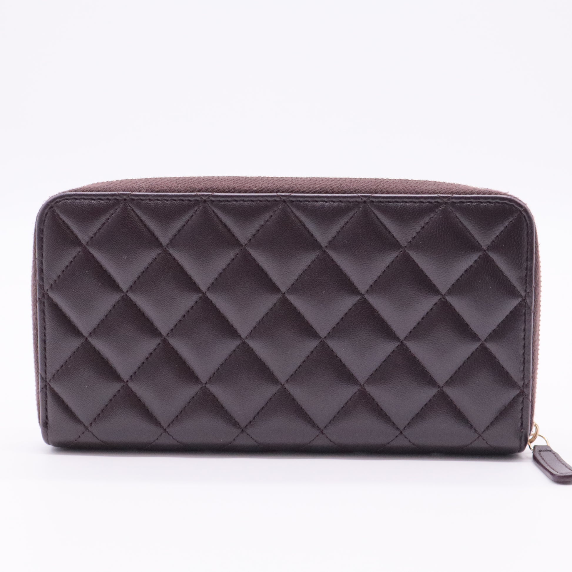 Zip Around Wallet Quilted Lambskin Long