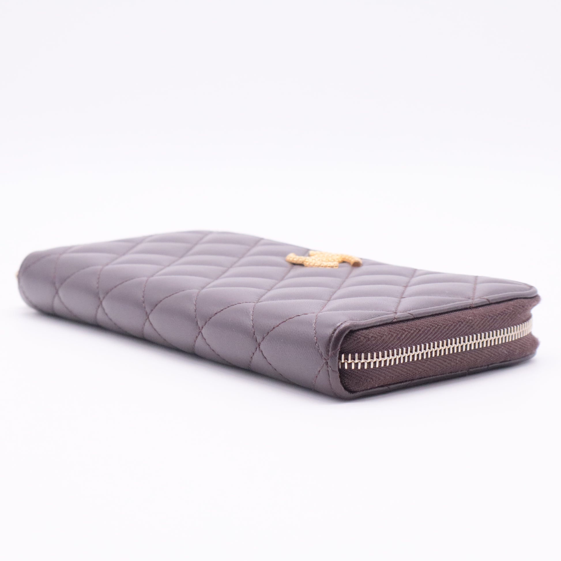 Zip Around Wallet Quilted Lambskin Long