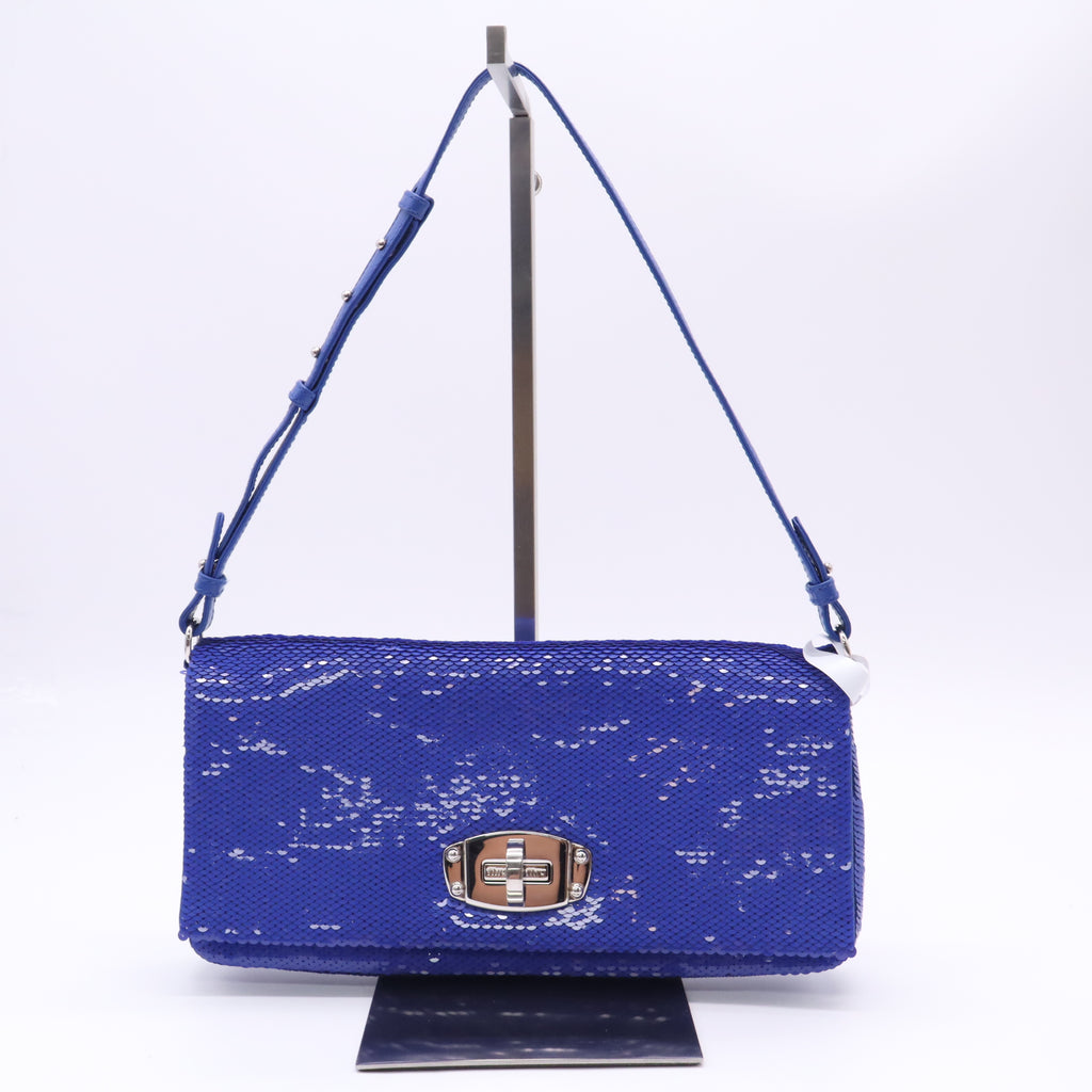 Sequin Leather-Trimmed Shoulder Bag B23381