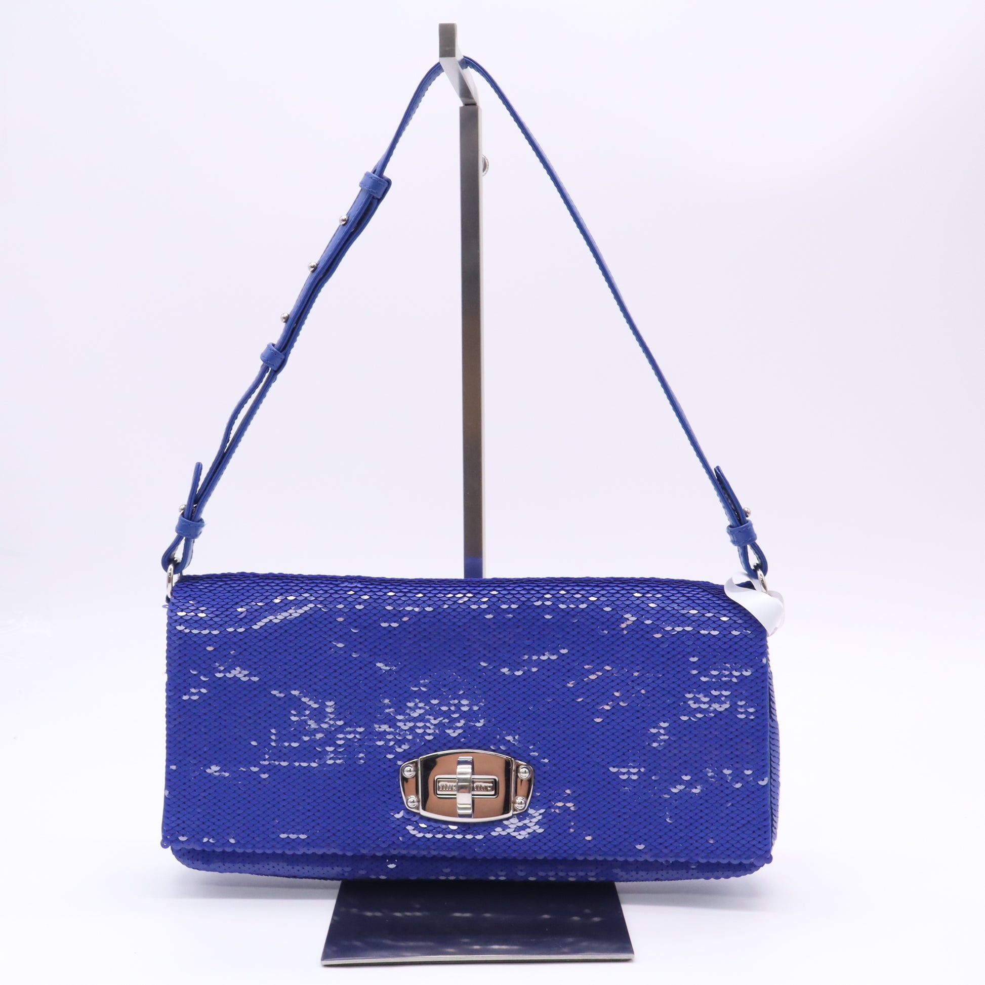 Sequin Leather-Trimmed Shoulder Bag B23381