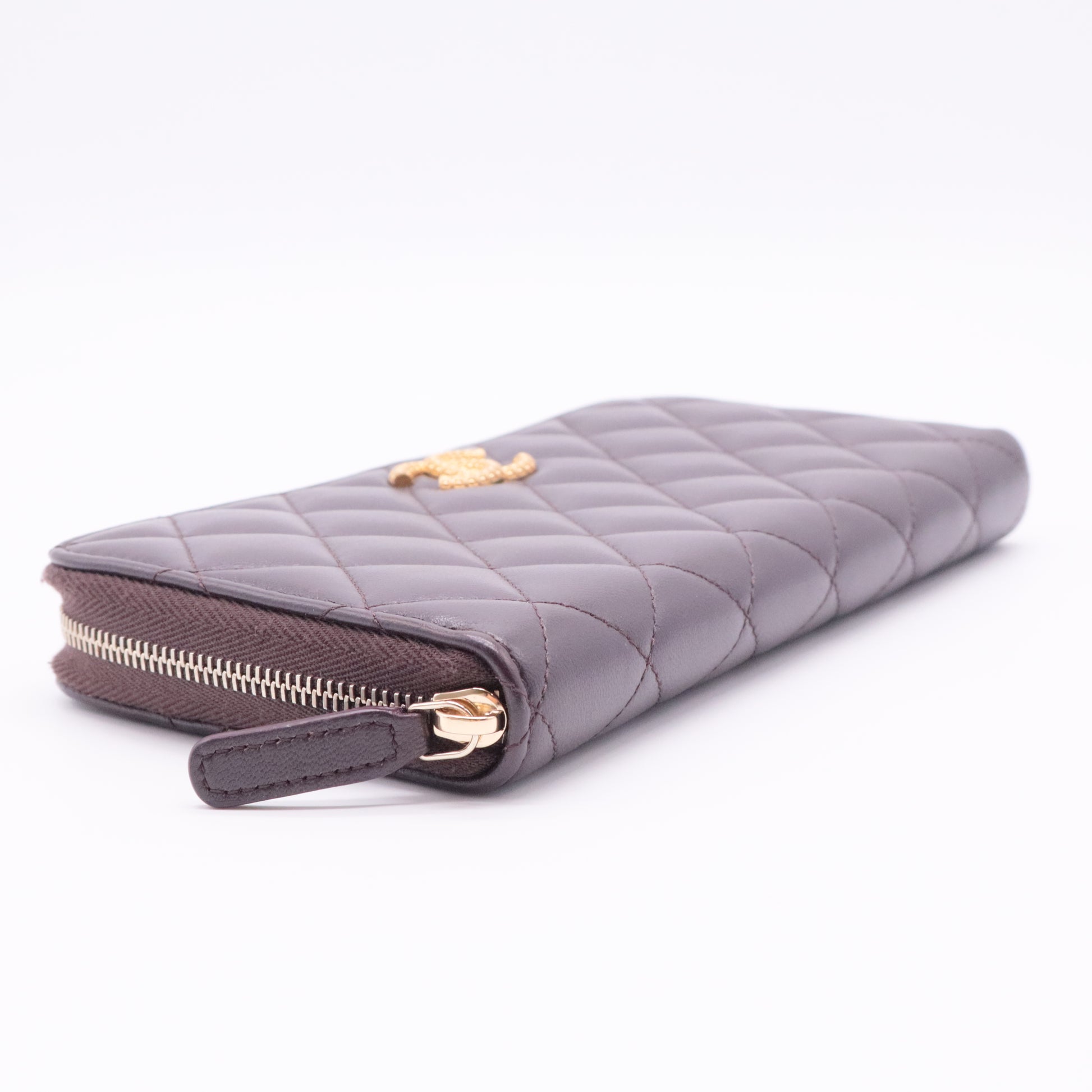 Zip Around Wallet Quilted Lambskin Long