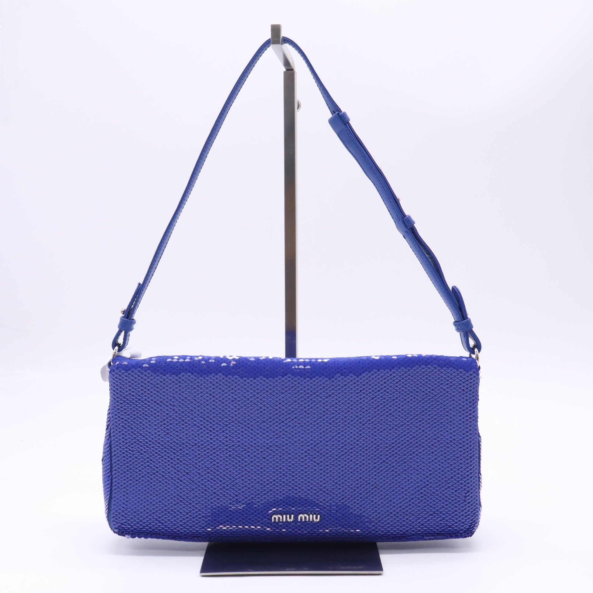 Sequin Leather-Trimmed Shoulder Bag B23381
