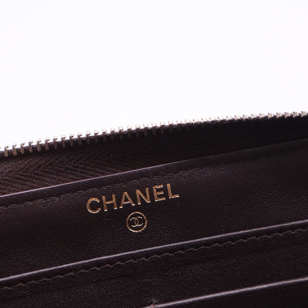Zip Around Wallet Quilted Lambskin Long