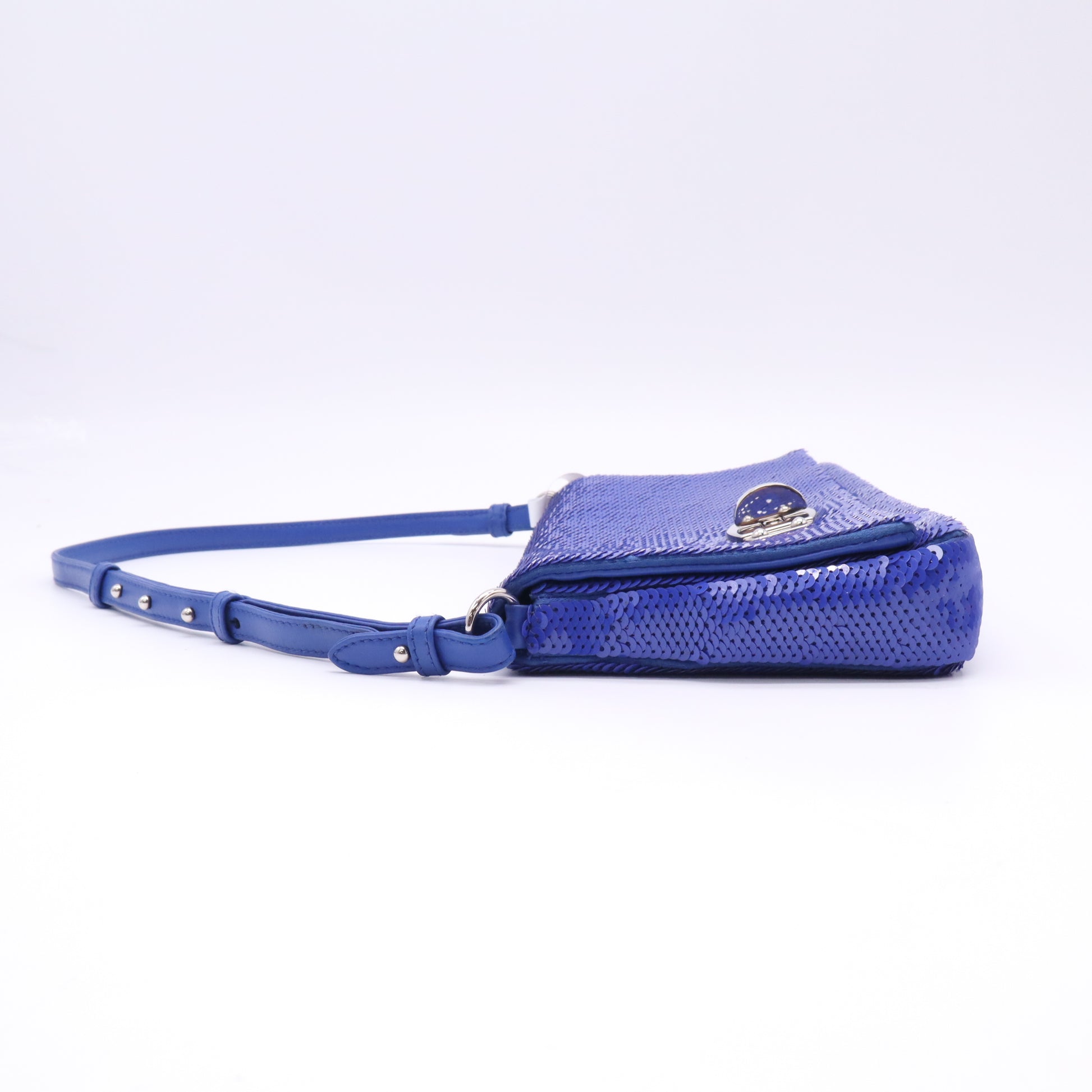 Sequin Leather-Trimmed Shoulder Bag B23381