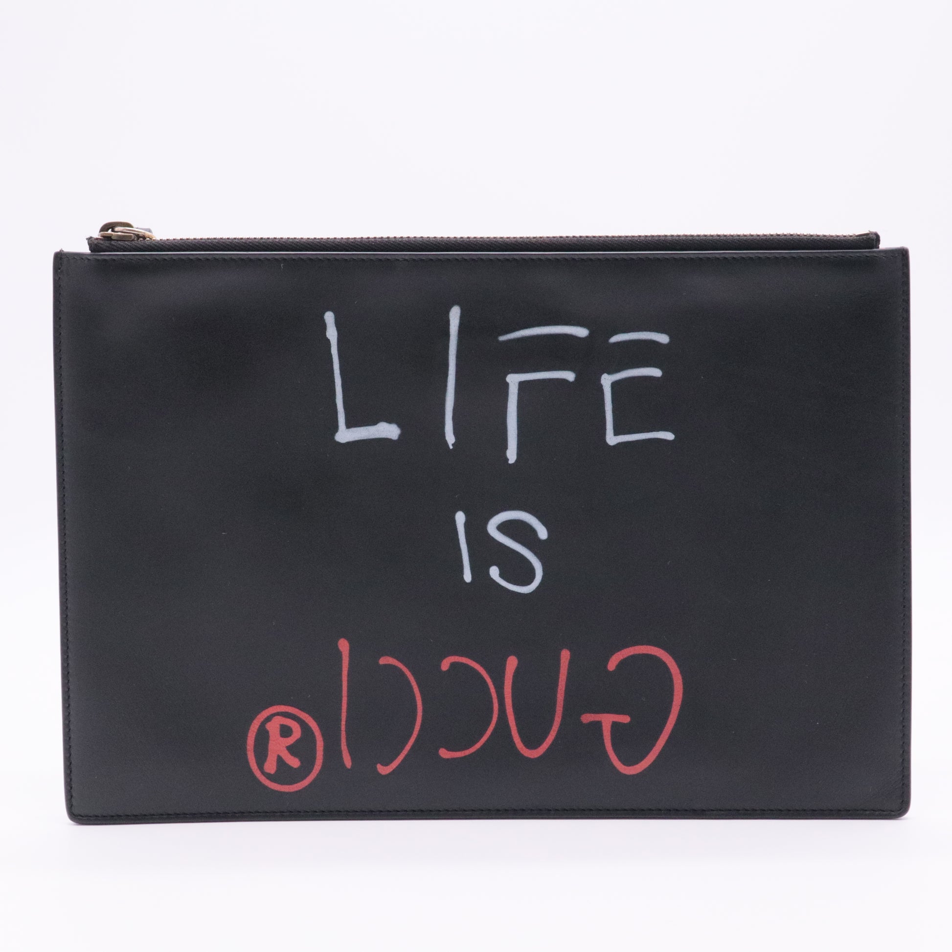 Gucci is Life Clutch Black Leather