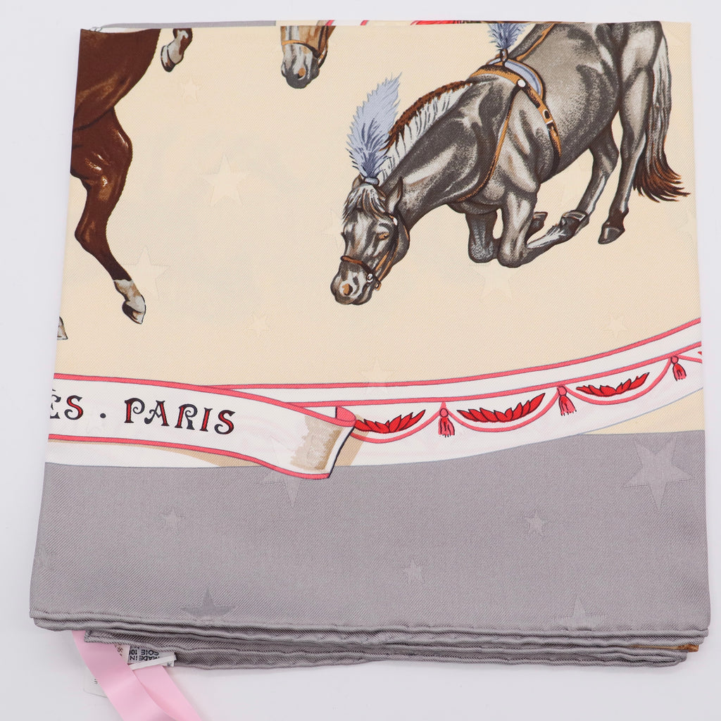 Carré Silk EN Piste On Stage Horse Aerobatic Scarf Grey Ivory twins  LDJ3141