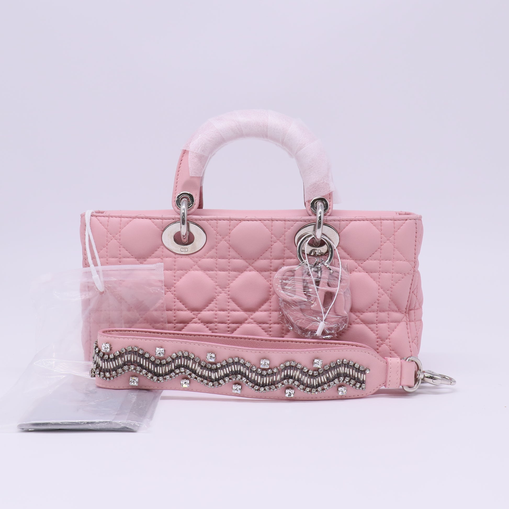 Lady D-Joy Bag Cannage Quilt Lambskin with Crystal Detail Medium Twins LDJ4460