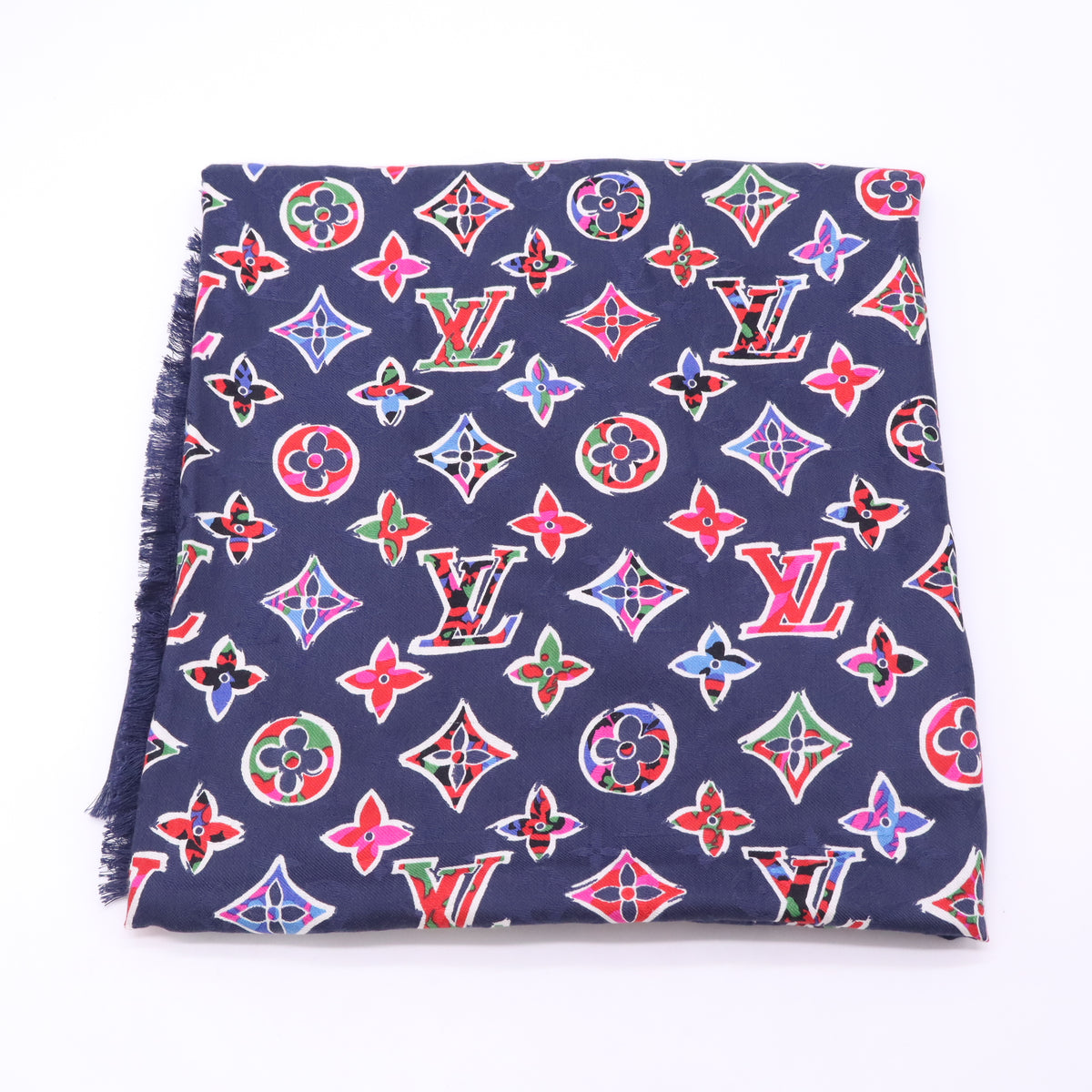 Louis Vuitton Rainbow Wool/Silk Logomania Scarf W23155