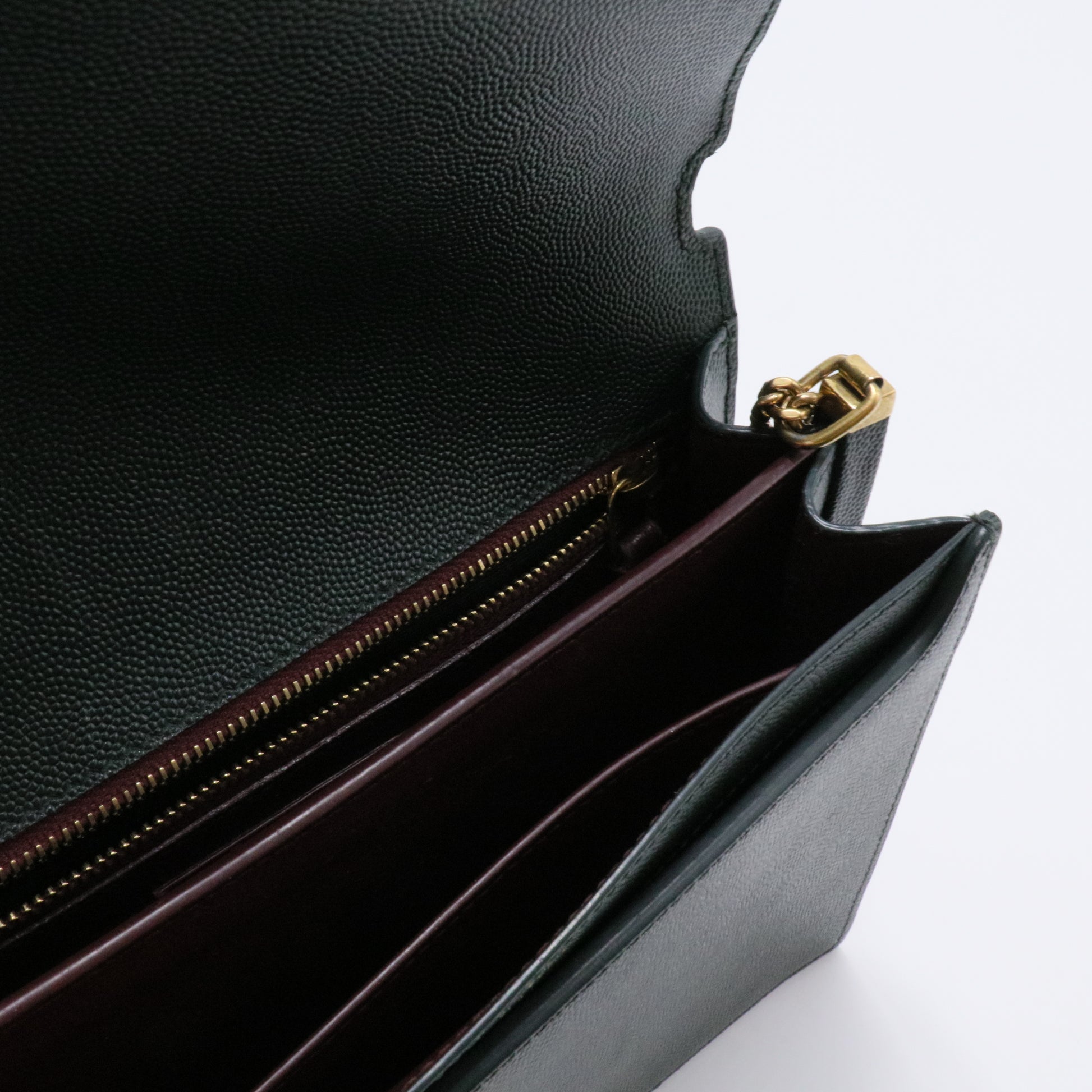 Cassandra Monogram Clasp Bag in Grain de Poudre Embossed Leather