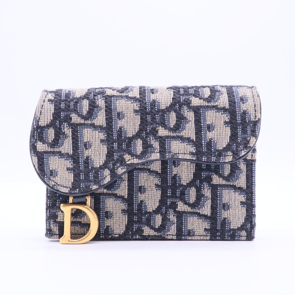 Oblique Saddle Card Holder Blue