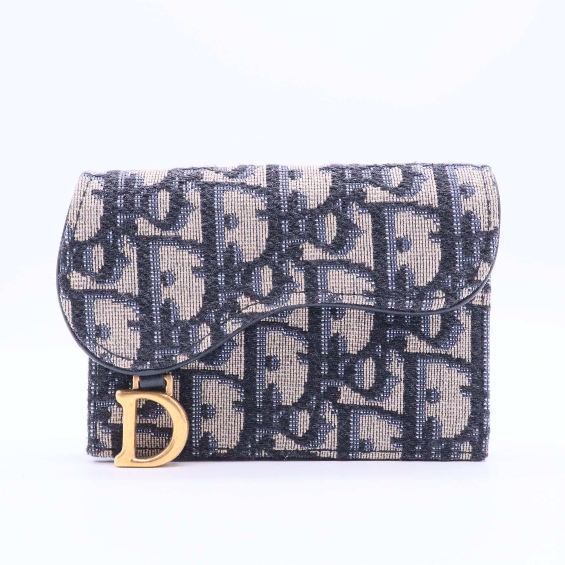 Oblique Saddle Card Holder Blue