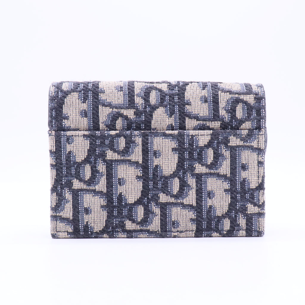 Oblique Saddle Card Holder Blue