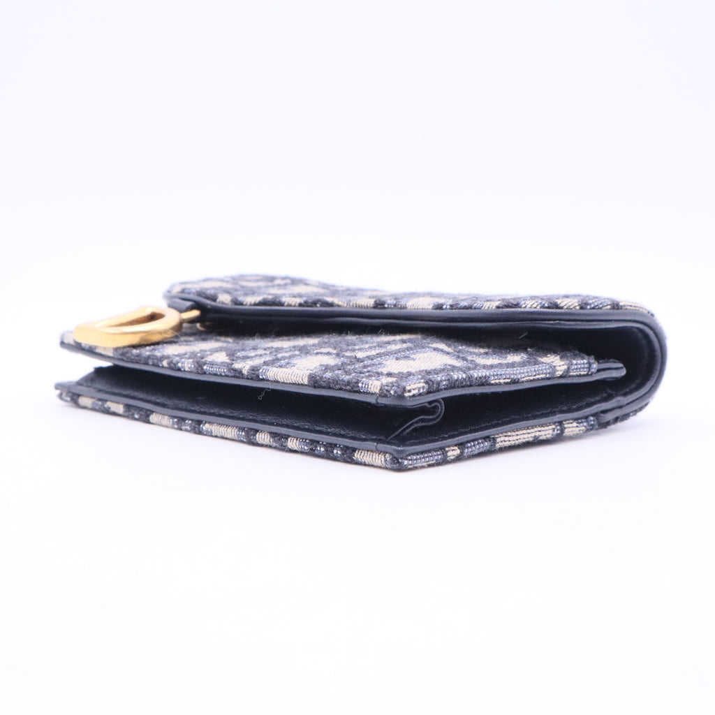 Oblique Saddle Card Holder Blue