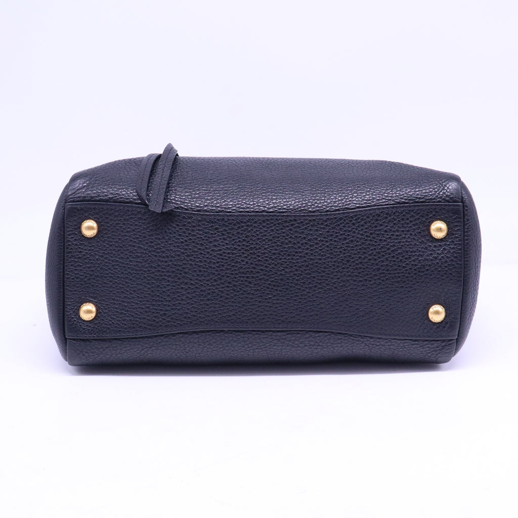 Prada Black Vitello Daino Leather Shopping Tote B21344