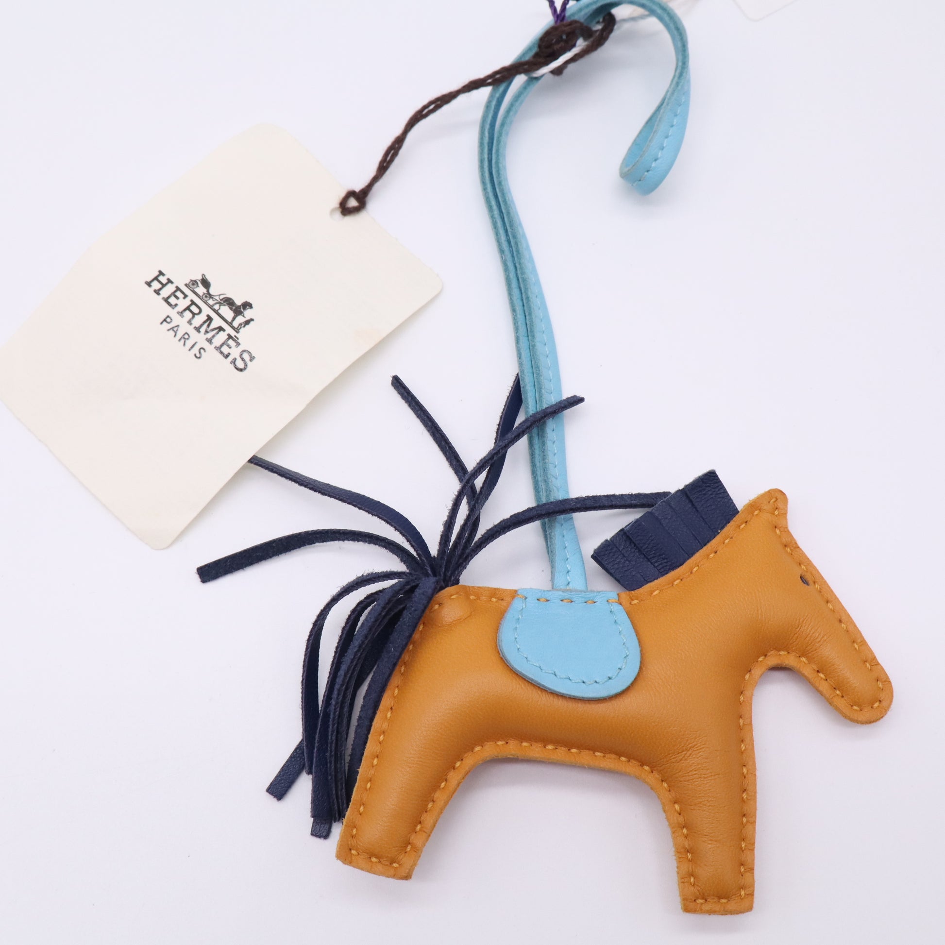 Hermes Rodeo PM Bag Charm Jaune Ambre/Blue Twins LDZ560