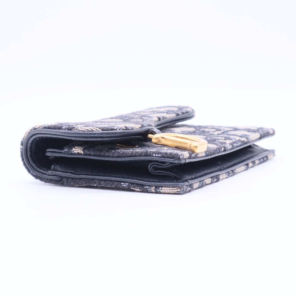 Oblique Saddle Card Holder Blue