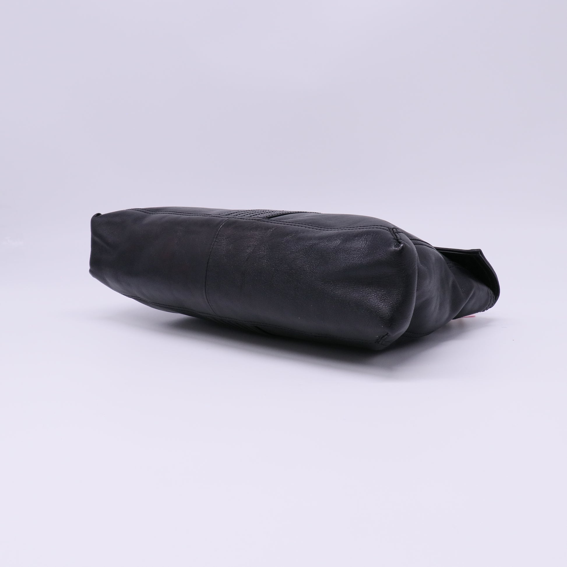 Fendi Black Leather Maxi Baguette Flap Bag Twins LDJ4440