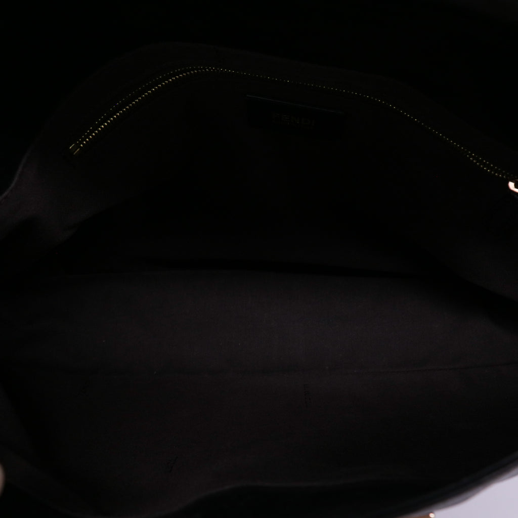 Fendi Black Leather Maxi Baguette Flap Bag Twins LDJ4440