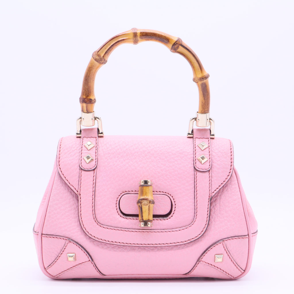 Nailhead Bamboo Top Handle Bag