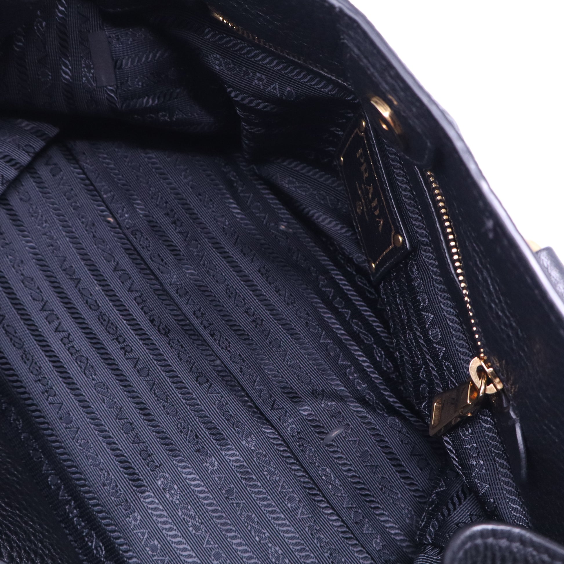 Prada Black Vitello Daino Leather Shopping Tote B21344