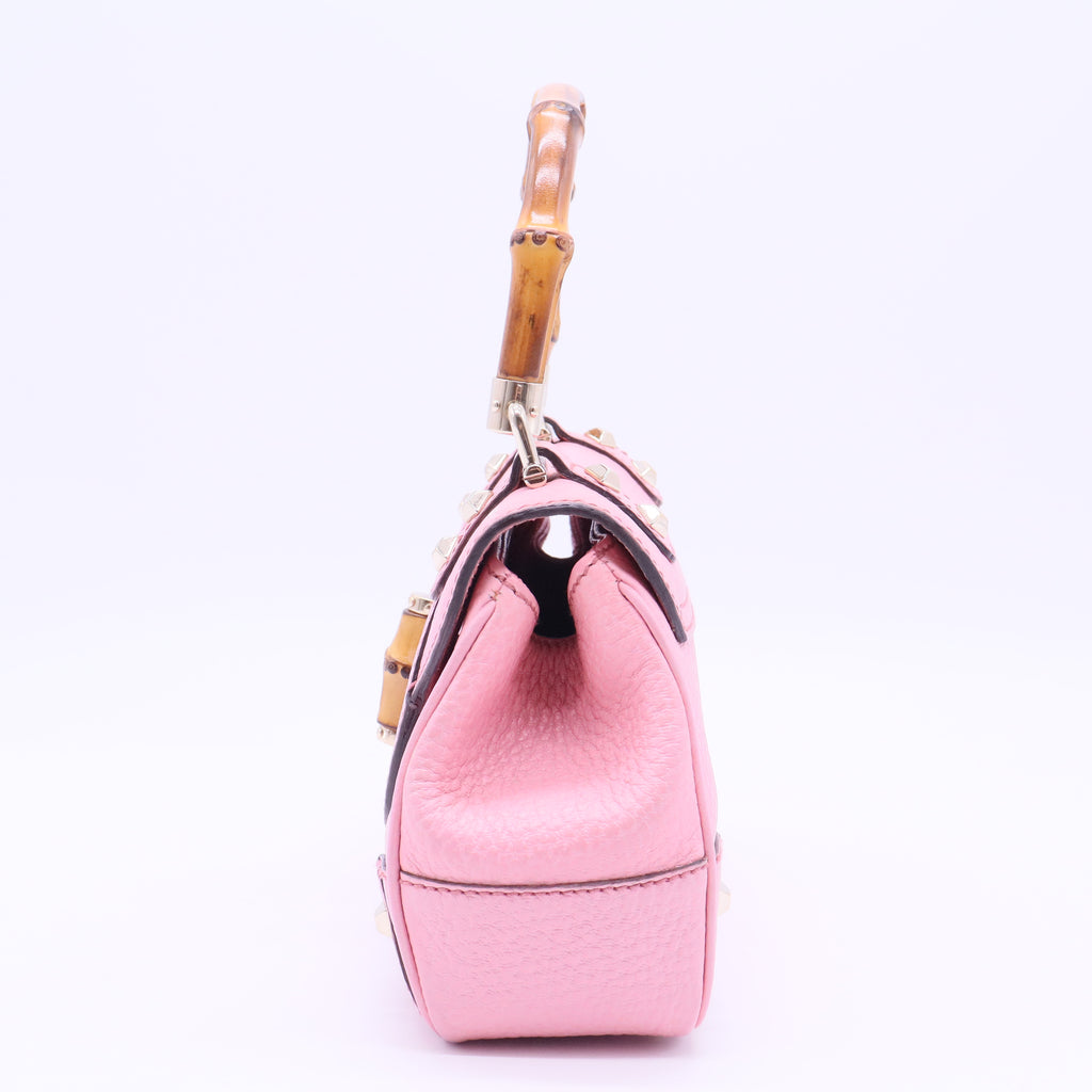 Nailhead Bamboo Top Handle Bag