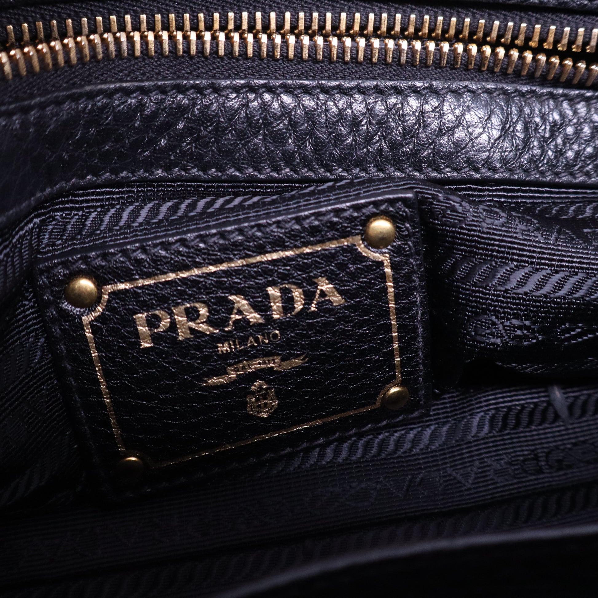 Prada Black Vitello Daino Leather Shopping Tote B21344