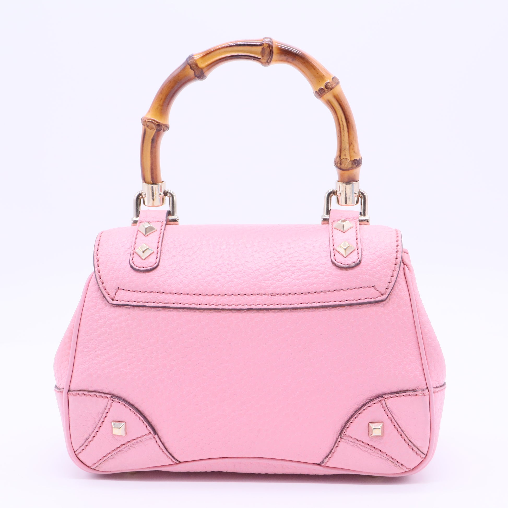 Nailhead Bamboo Top Handle Bag