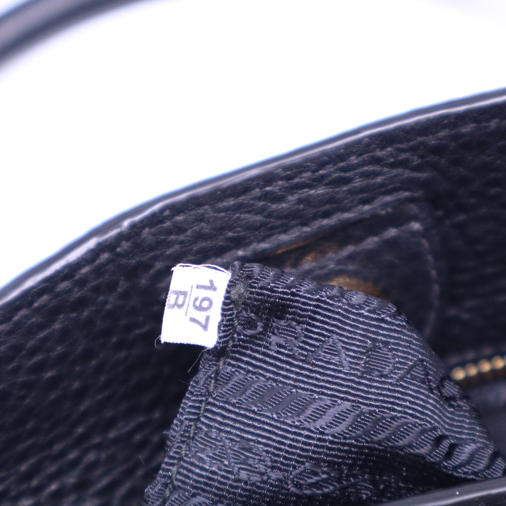 Prada Black Vitello Daino Leather Shopping Tote B21344