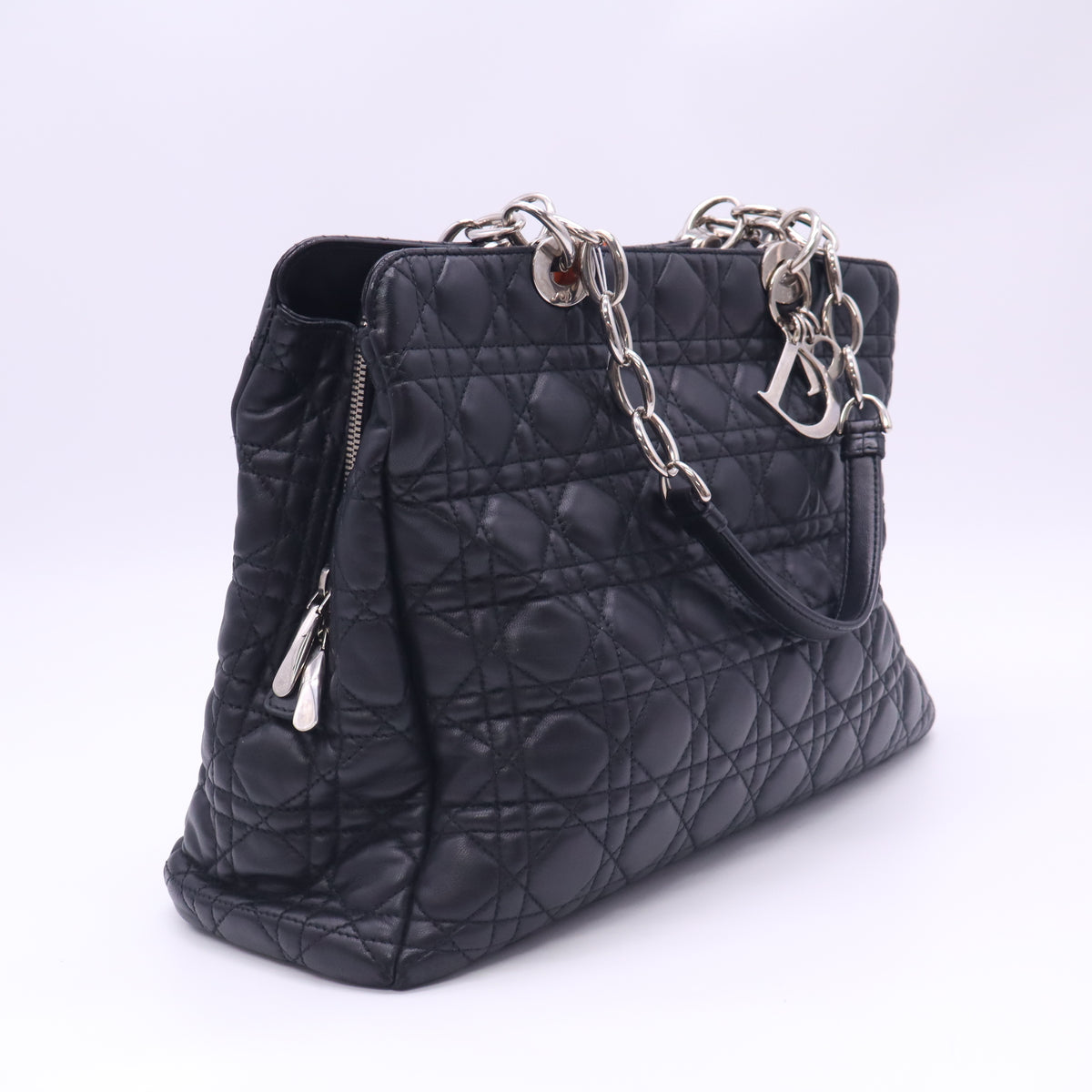 Christian Dior Black Cannage Quilted Lambskin Leather Dior Soft Shopping Tote Bag Twins LDZ1112