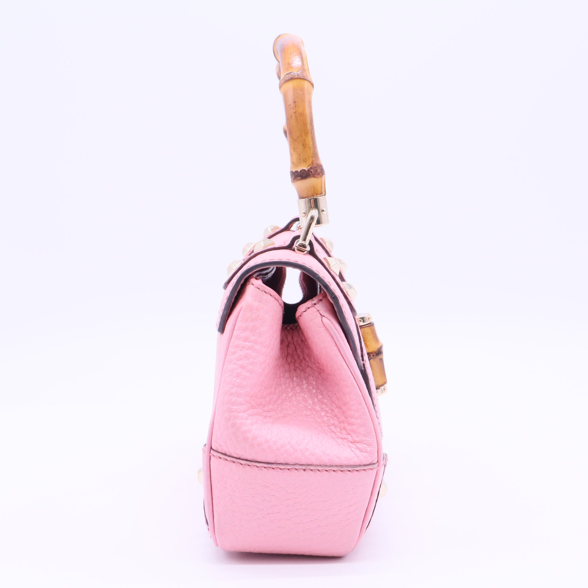 Nailhead Bamboo Top Handle Bag