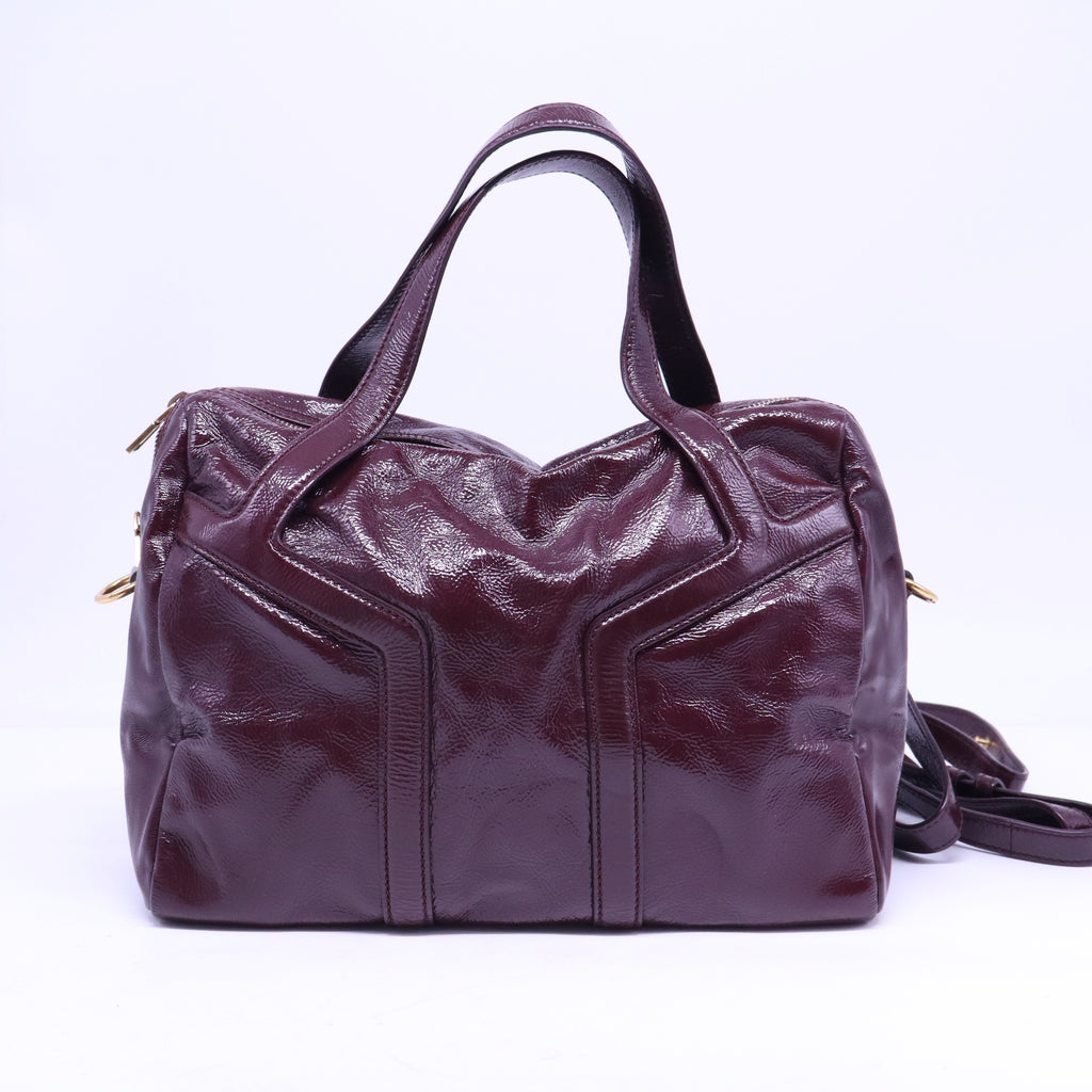 Textured Patent Leather Bowly Convertible Satchel Bag  B21047