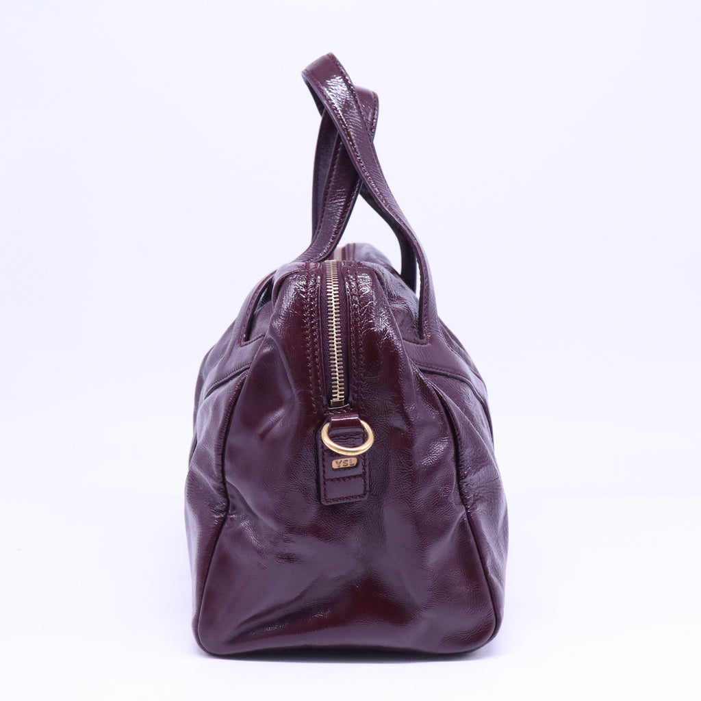 Textured Patent Leather Bowly Convertible Satchel Bag  B21047