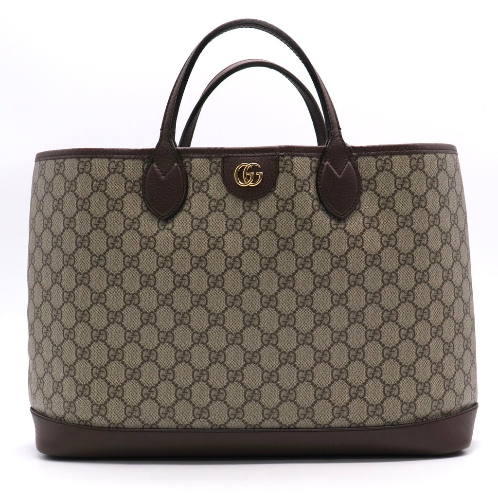 GG Supreme Monogram Textured Calfskin Medium Ophidia Shoulder Tote Bag Beige Ebony New AceroTwins LDJ3121