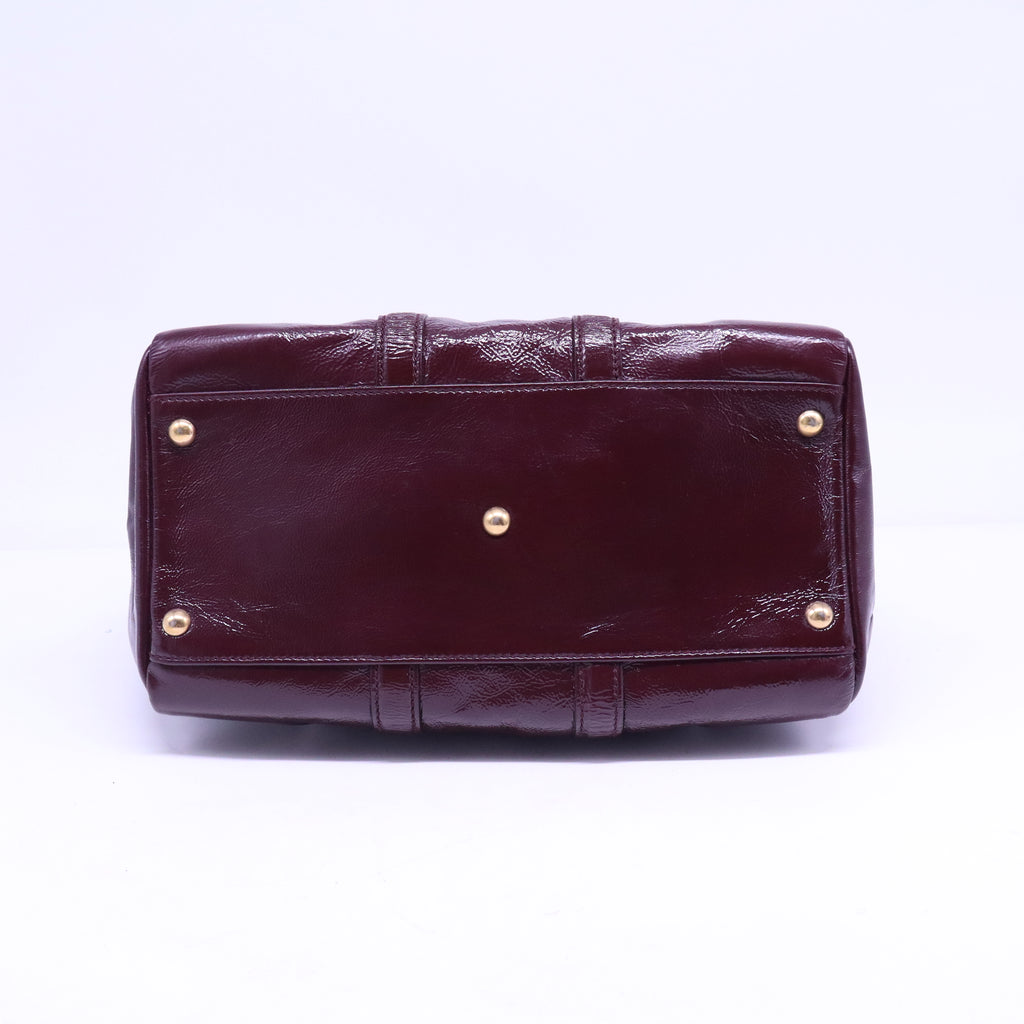 Textured Patent Leather Bowly Convertible Satchel Bag  B21047
