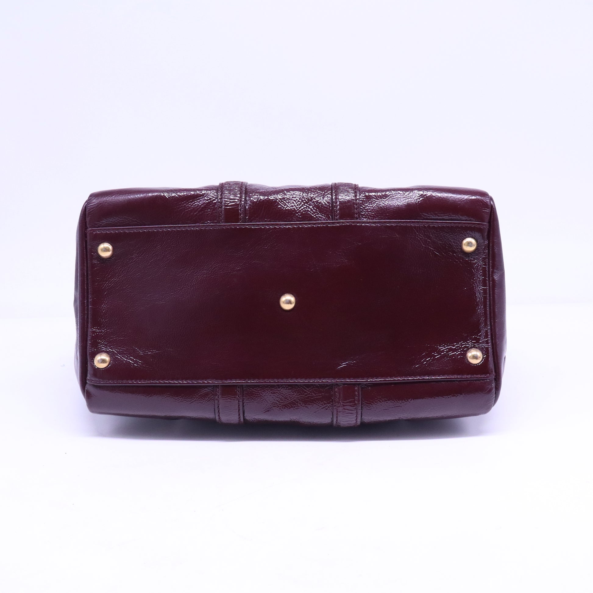 Textured Patent Leather Bowly Convertible Satchel Bag  B21047