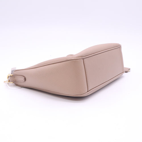 Prada Re-Edition 2005 Saffiano Leather Mini Hobo Bag Cameo Beige Twins LDZ1120