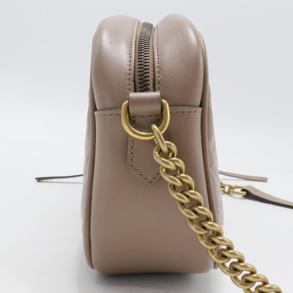 Calfskin Matelasse Small GG Marmont Chain Shoulder Bag Porcelain Rose