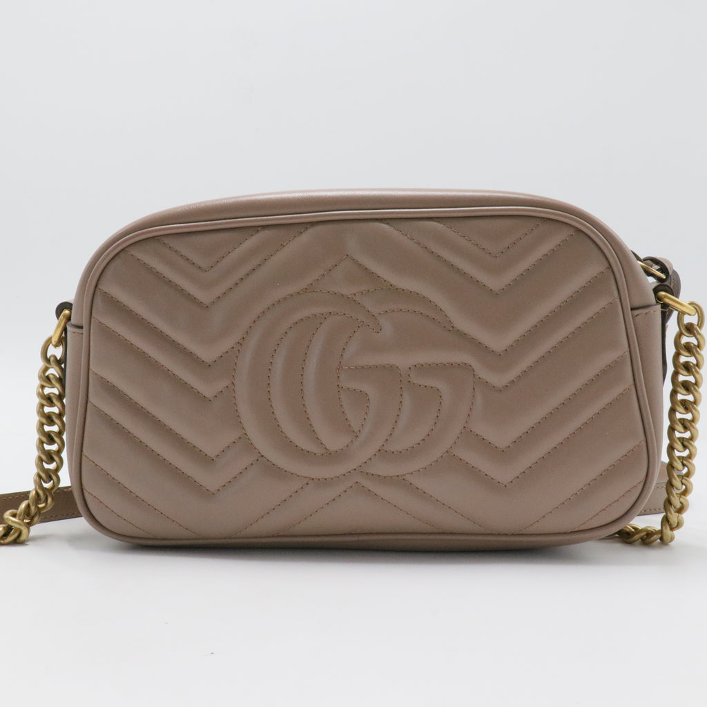 Calfskin Matelasse Small GG Marmont Chain Shoulder Bag Porcelain Rose