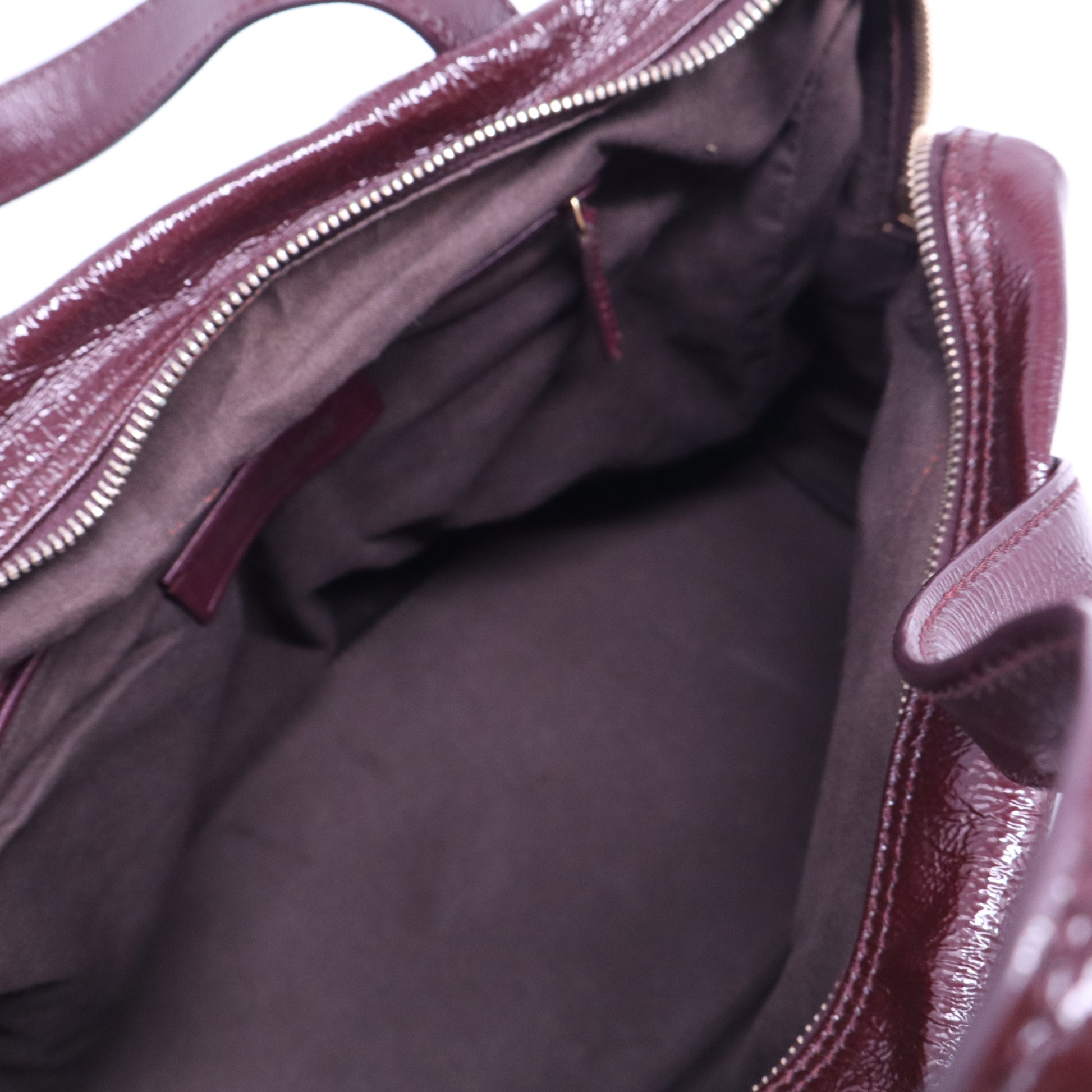 Textured Patent Leather Bowly Convertible Satchel Bag  B21047