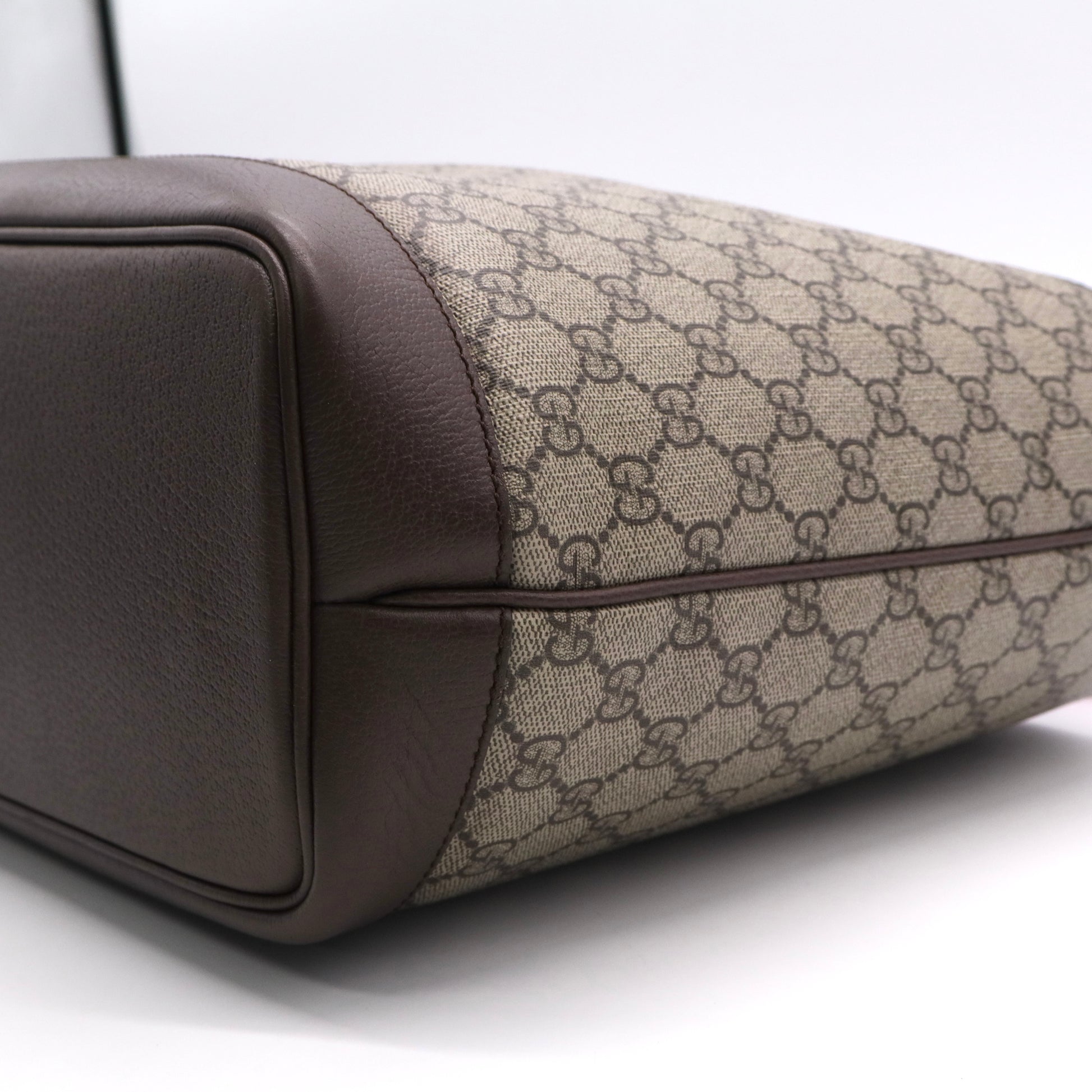 GG Supreme Monogram Textured Calfskin Medium Ophidia Shoulder Tote Bag Beige Ebony New AceroTwins LDJ3121