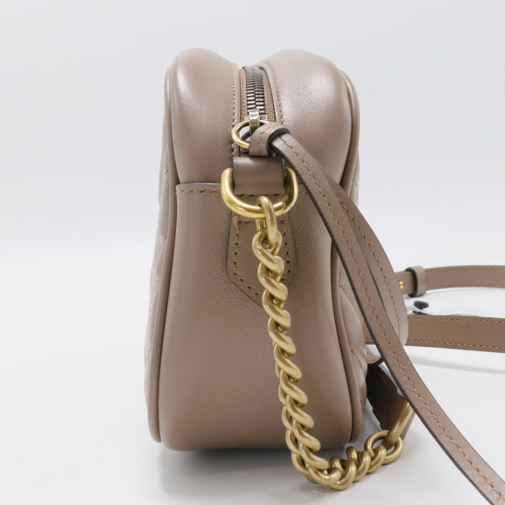 Calfskin Matelasse Small GG Marmont Chain Shoulder Bag Porcelain Rose