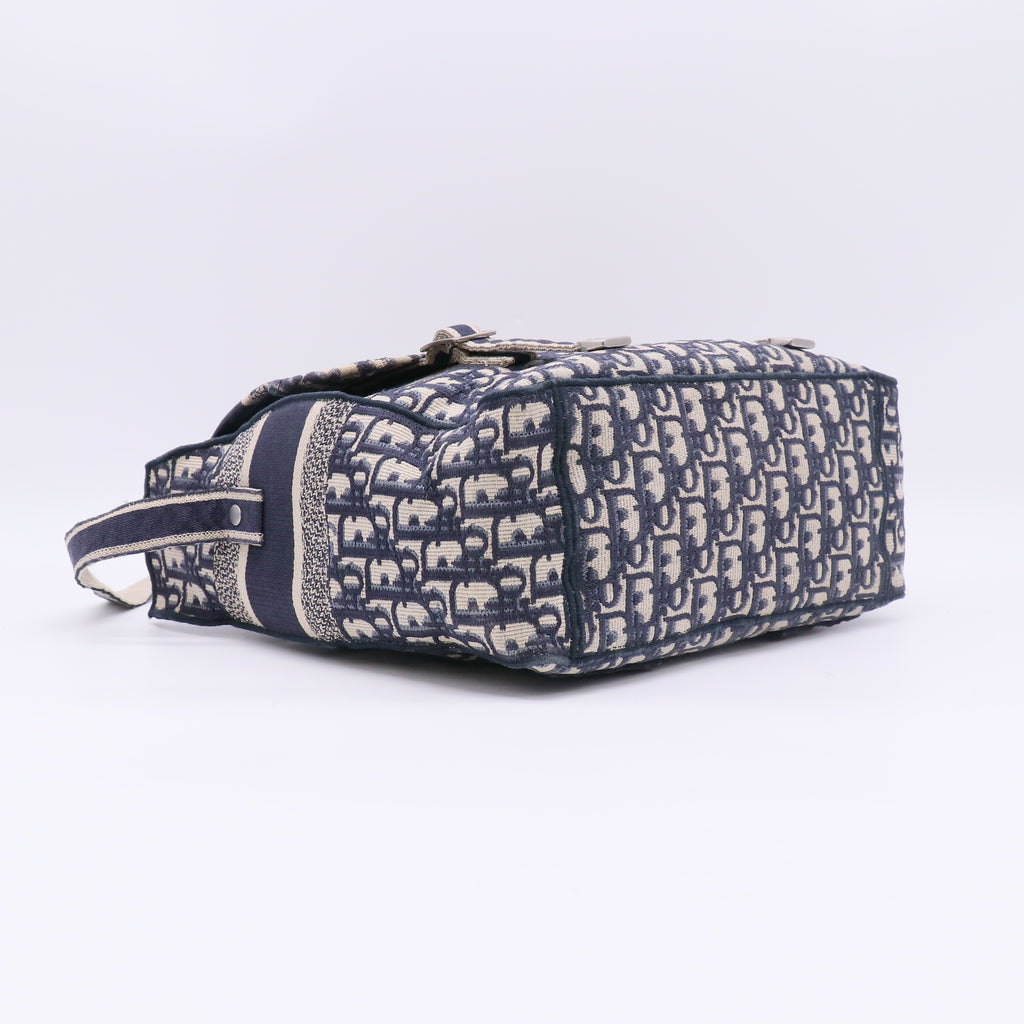 Christian Dior Blue Dior Oblique Embroidery Medium Diorcamp Bag Twins LDZ533