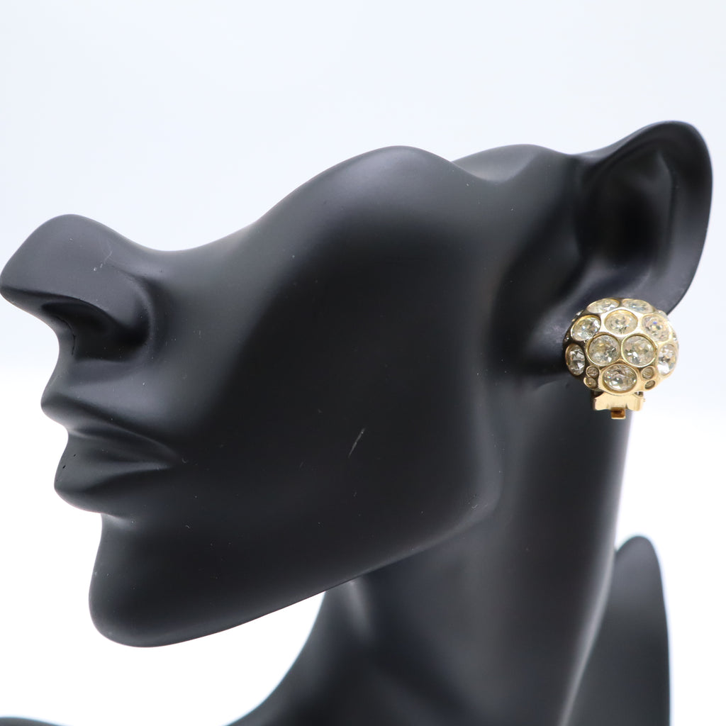 Christian Dior Vintage Crystal Clip-On Earrings Twins LDJ4428