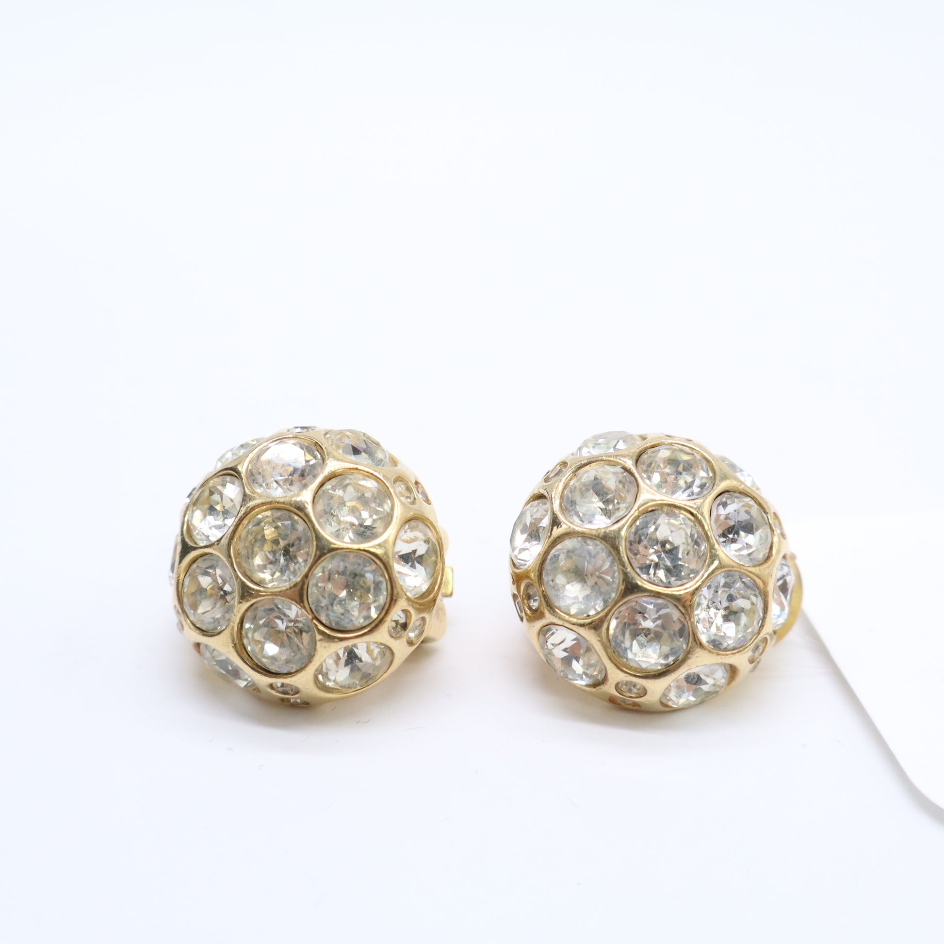 Christian Dior Vintage Crystal Clip-On Earrings Twins LDJ4428