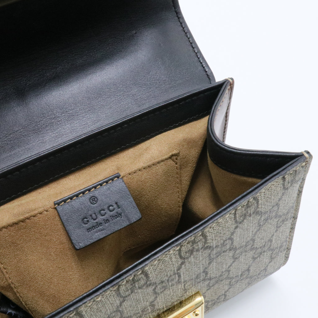 Padlock Shoulder Bag GG Coated Canvas and Leather Small