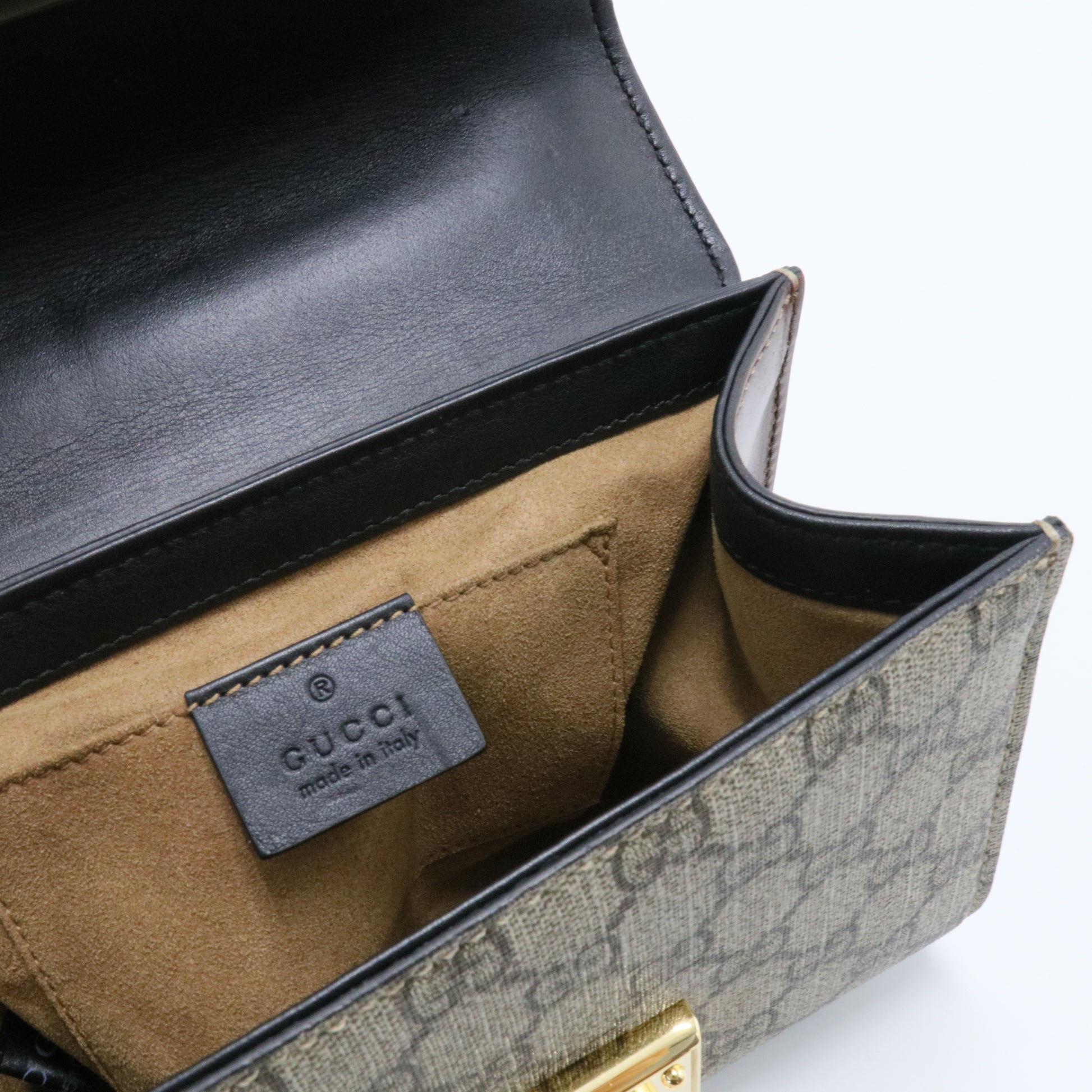 Padlock Shoulder Bag GG Coated Canvas and Leather Small